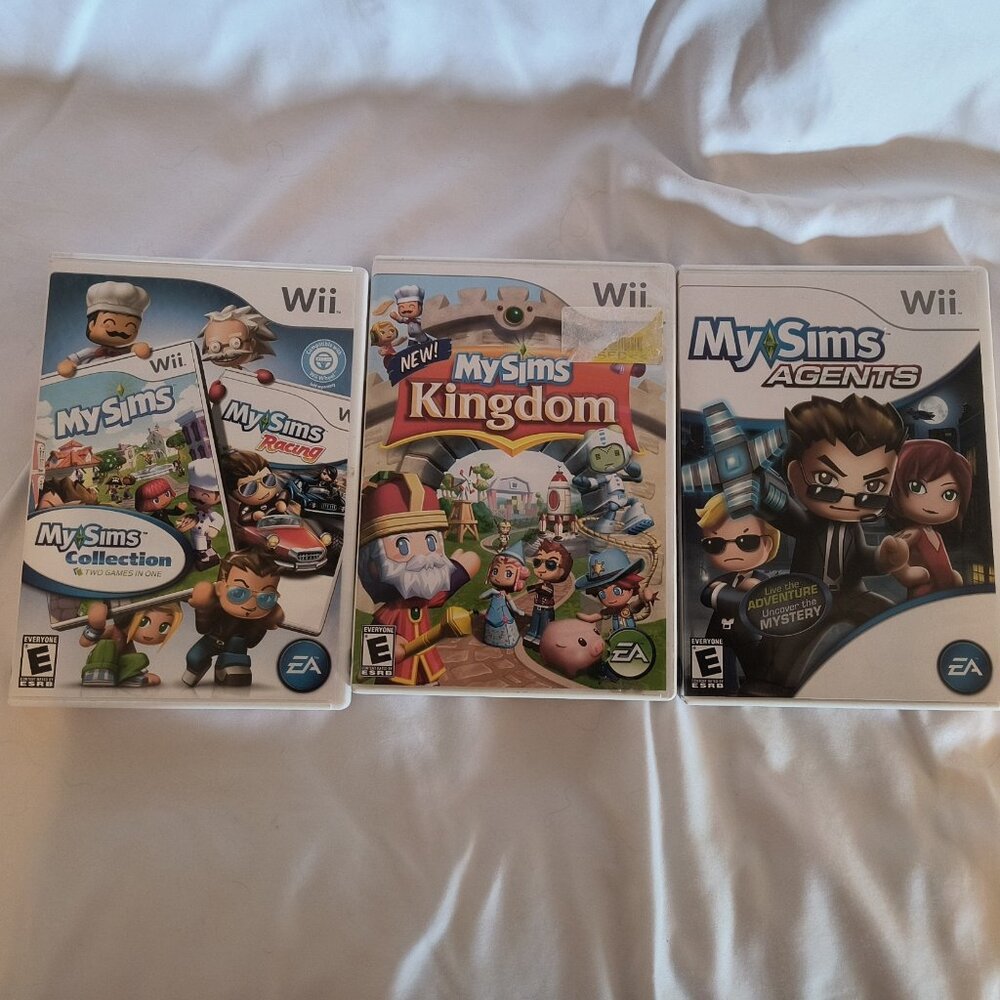 Wii MySims Agents, Kingdom & 2 Game Collection Lot of 3 E Rated Lightly Used